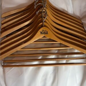 Vintage Wooden Clothes/Coat/ Pant Hangers Set of 9 Labeled Woolrich Co.